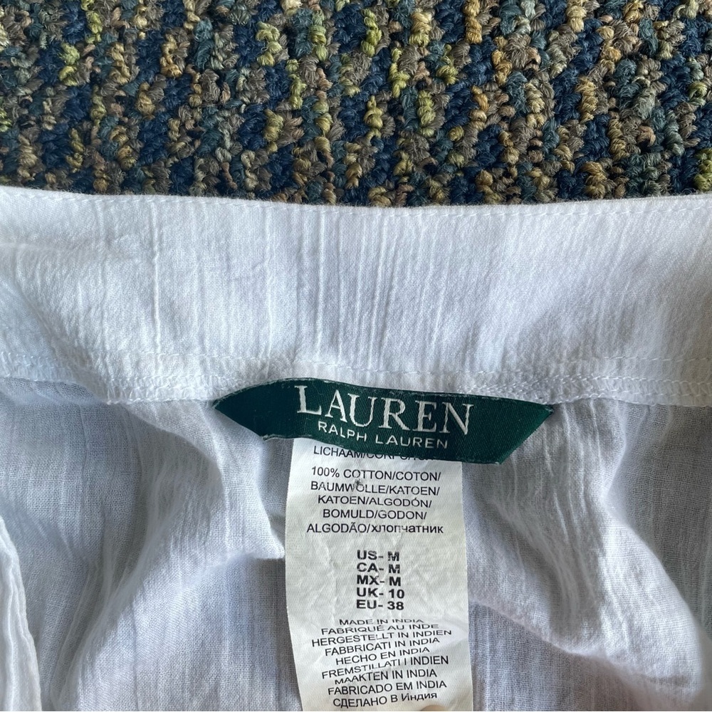 Lauren Ralph Lauren 100% Cotton Mini Dress Costal Cowgirl Beach Bridal SZ M - Picture 8 of 8